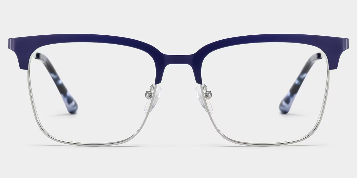 Cleo Glasses - Cleo Browline Blue Silver Glasses 3 Cleo Glasses - Cleo Browline Blue Silver Glasses