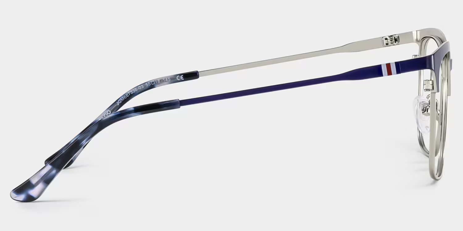 Cleo Glasses - Cleo Browline Blue Silver Glasses 6 Cleo Glasses - Cleo Browline Blue Silver Glasses
