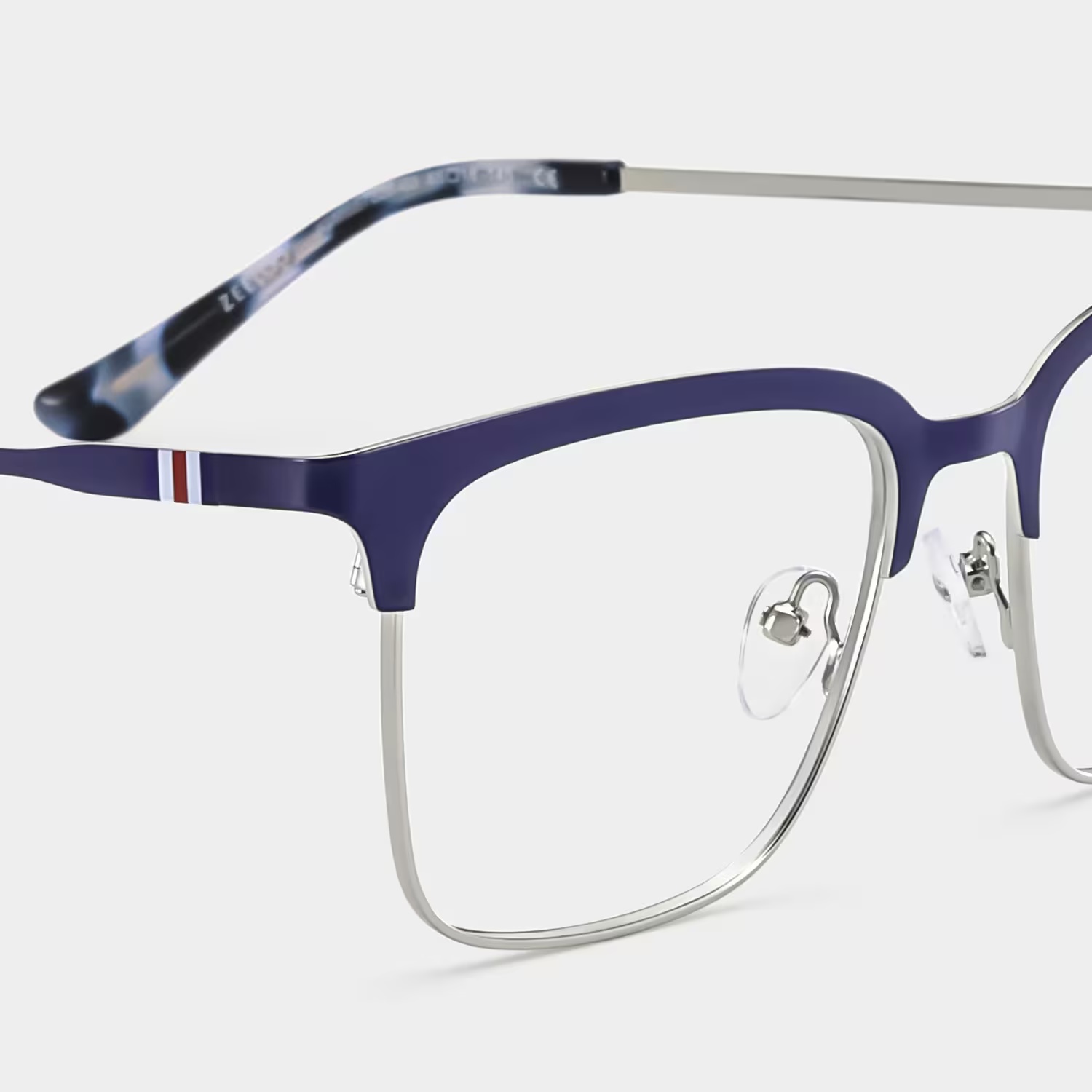 Cleo Glasses - Cleo Browline Blue Silver Glasses 7 Cleo Glasses - Cleo Browline Blue Silver Glasses