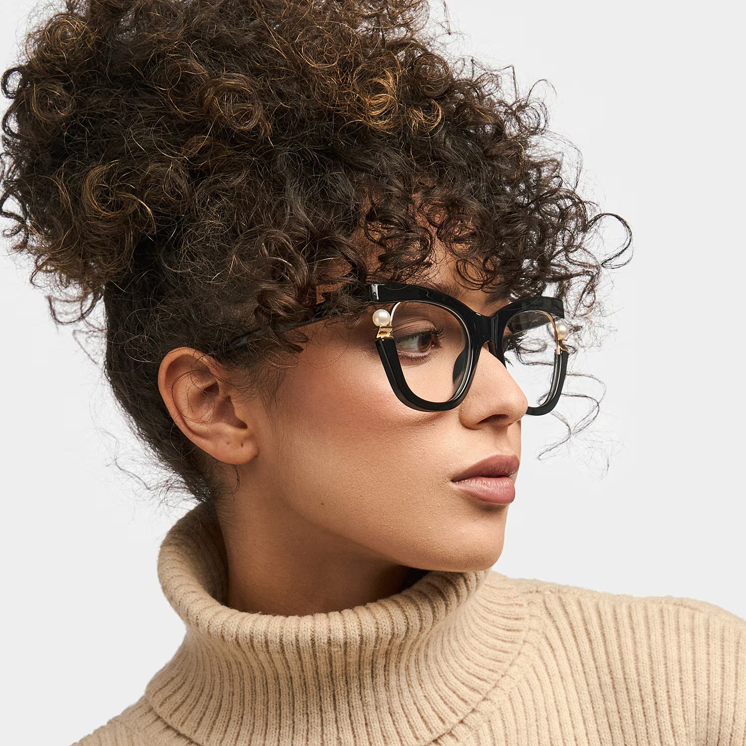 Pearl Glasses - Pearl Cateye Black Glasses 3 Pearl Glasses - Pearl Cateye Black Glasses