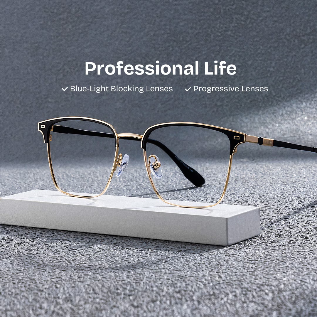 Dawson Glasses - Dawson Browline Black Gold Glasses