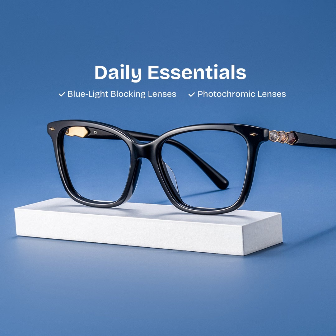 Theo Glasses - Theo Rectangle Black Glasses
