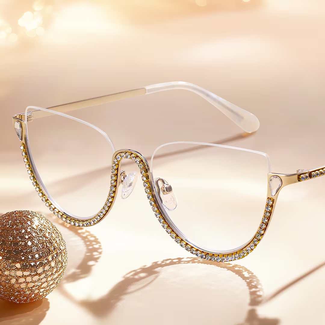 Sparkle Glasses - Sparkle Cateye Gold Glasses