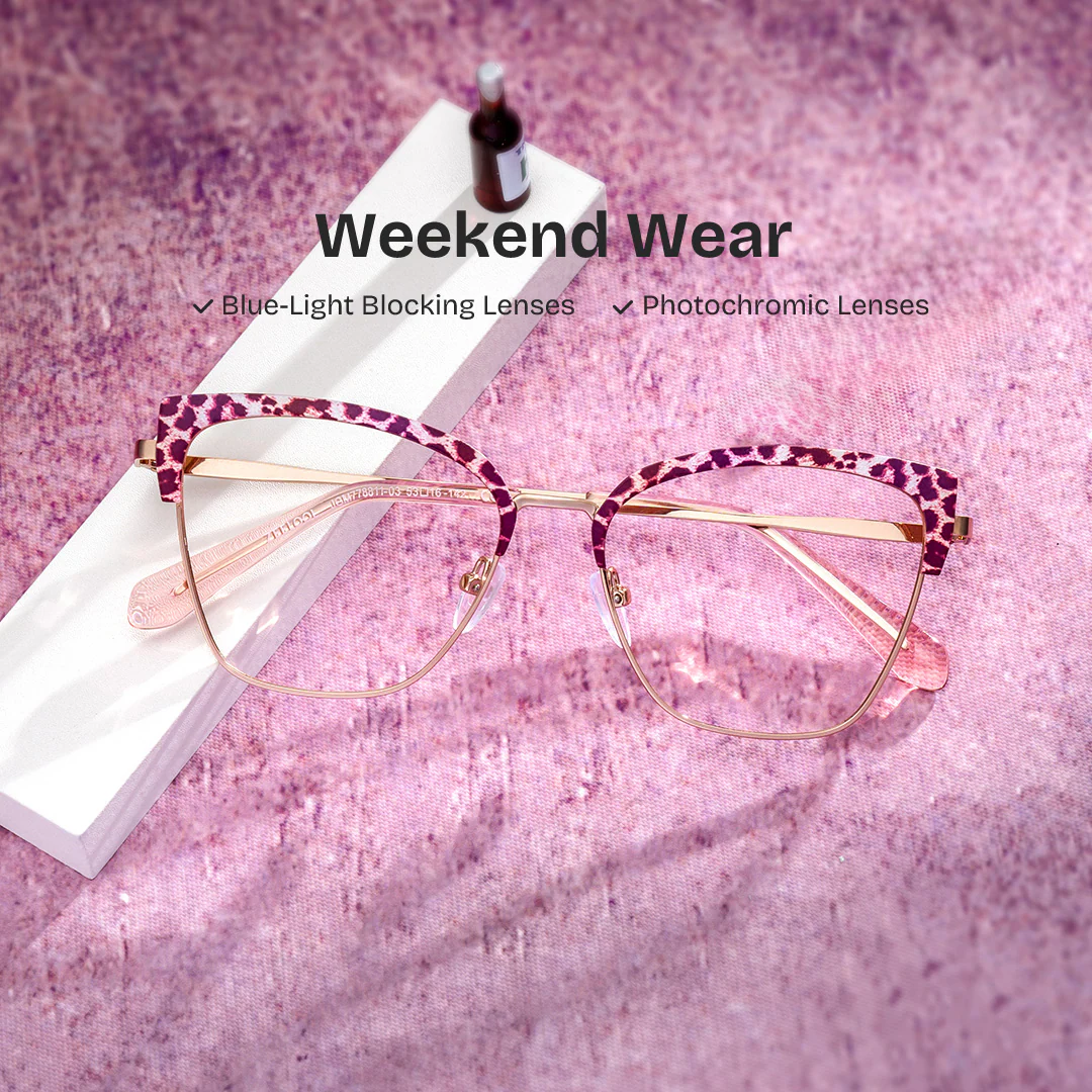 Harley Glasses - Harley Browline Pink Leopard Glasses