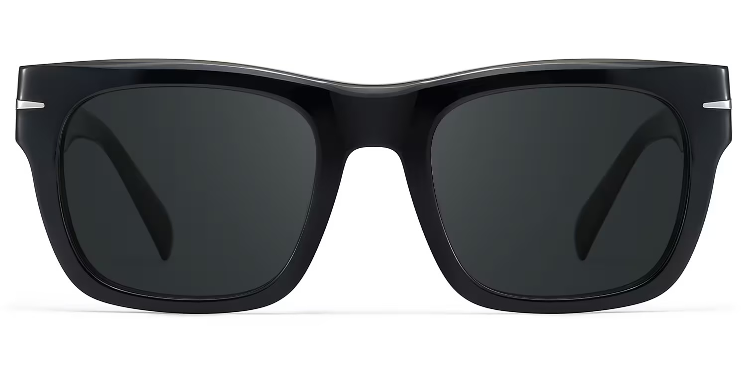 Renzo Sunglasses - Renzo Rectangle Black Frame Polarized Sunglasses