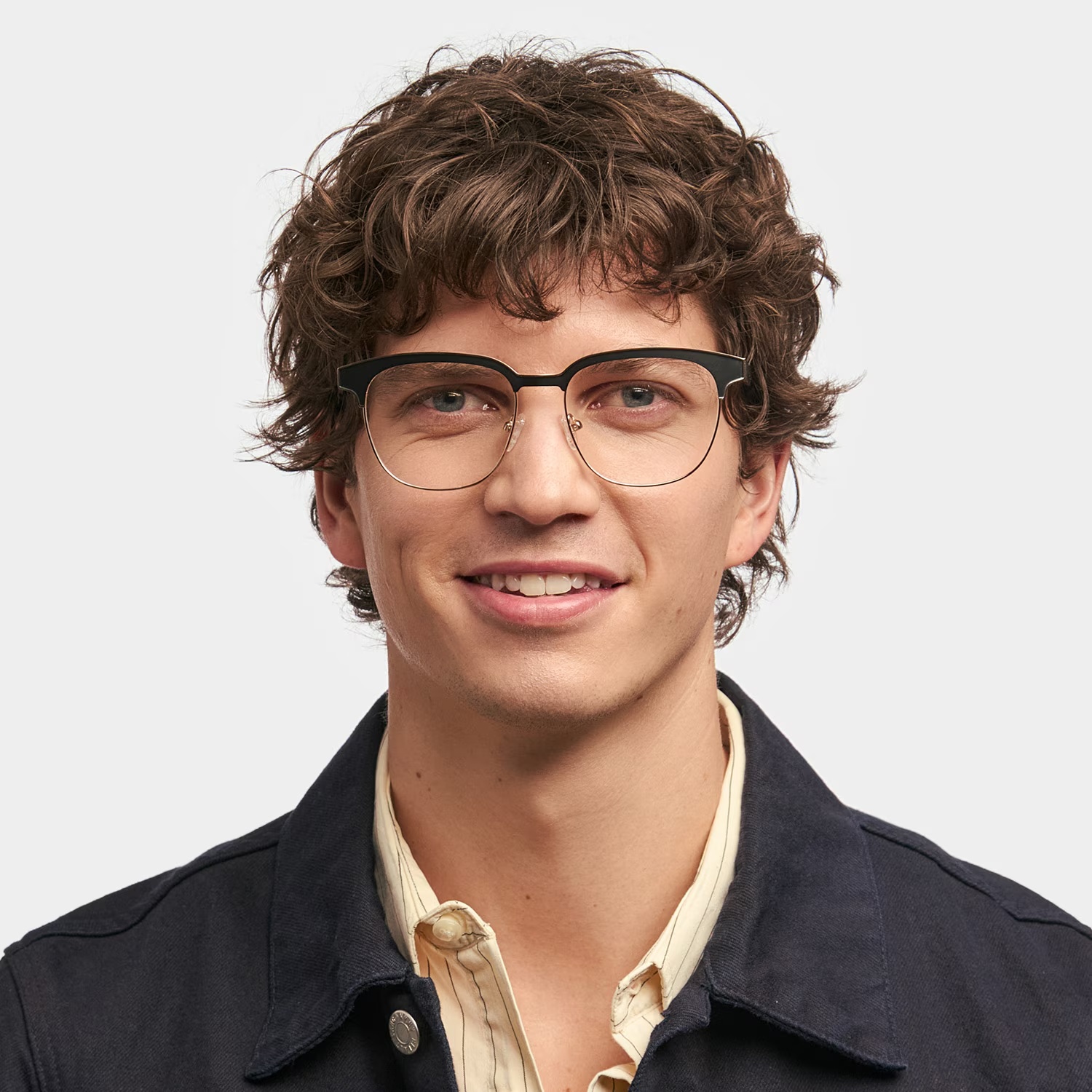 Wren Glasses - Wren Browline Black - Gold Glasses