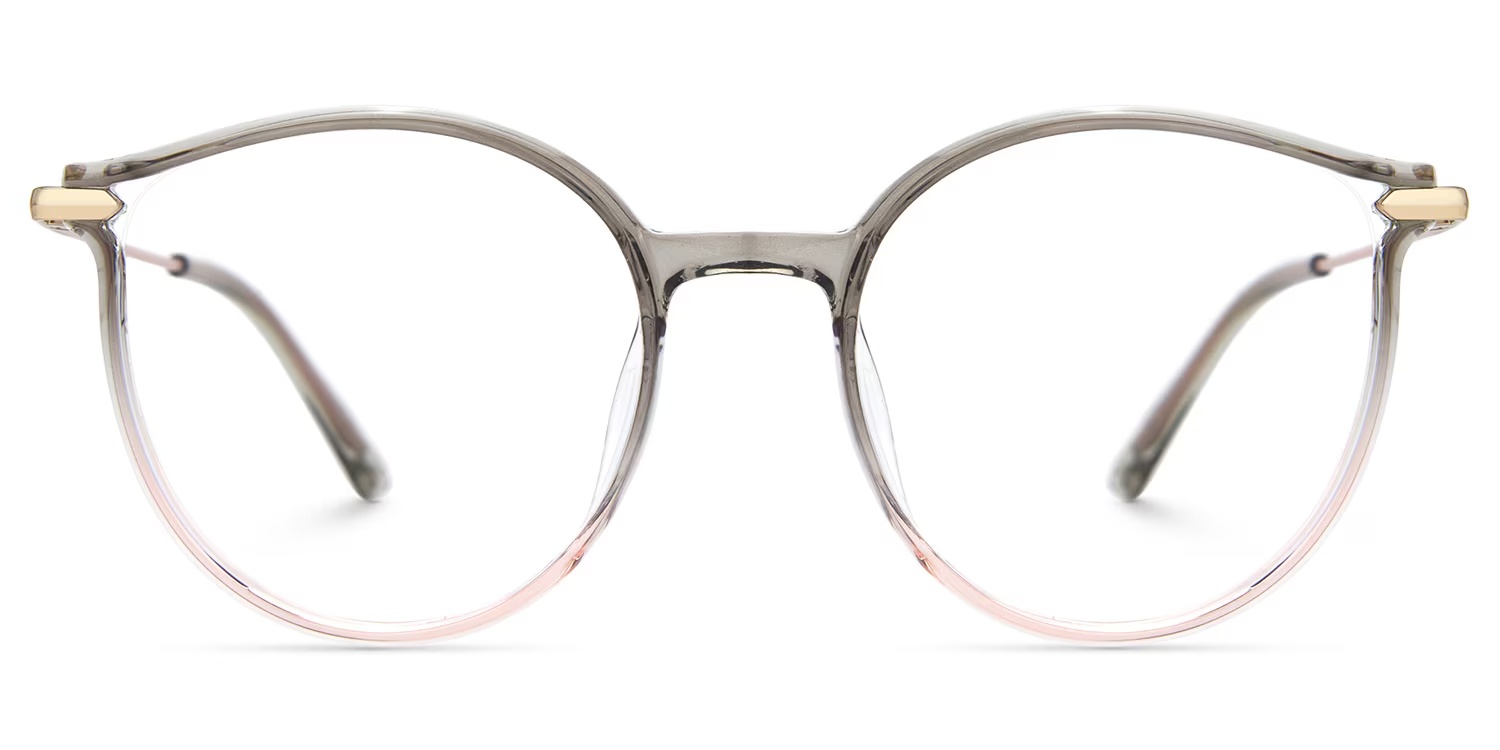 Caylan Glasses - Caylan Round Gray - Pink Glasses