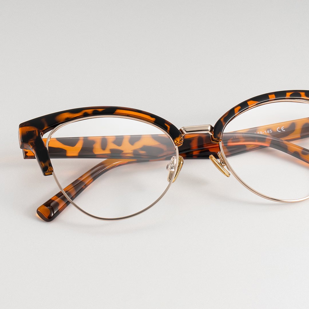Charlene Glasses - Charlene Browline Tortoise Glasses