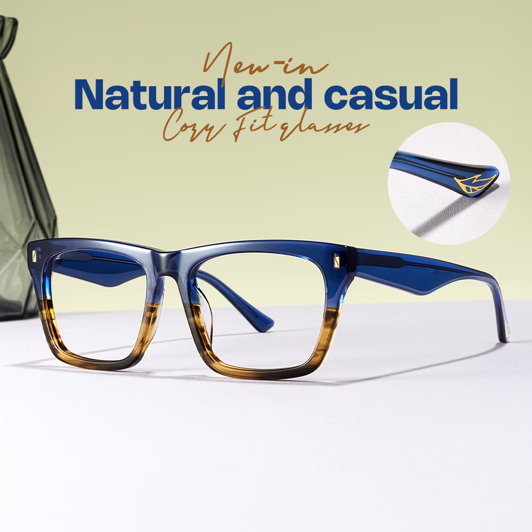 Brookins Glasses - Brookins Rectangle Blue Brown Glasses