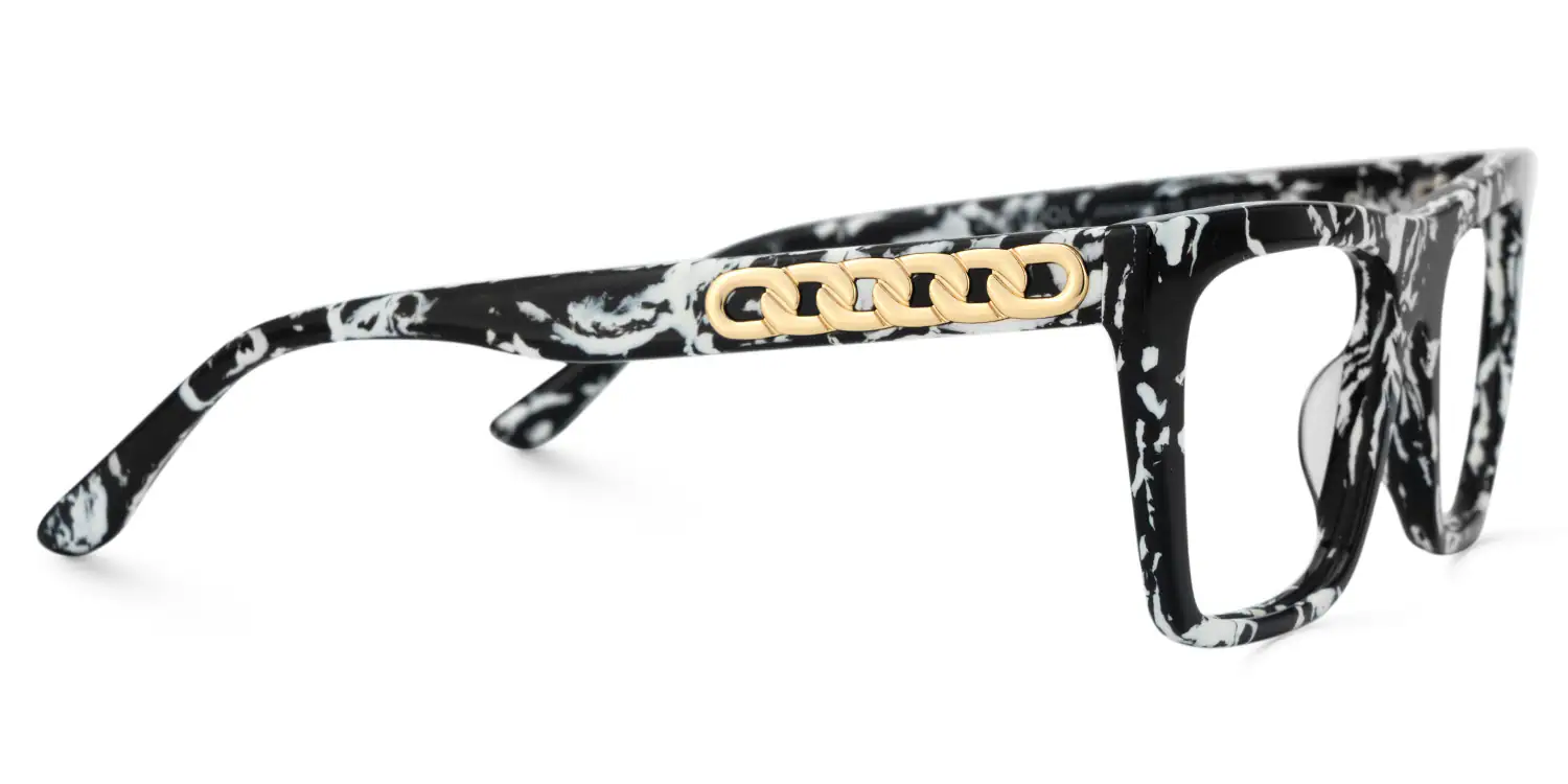 Rascoe Glasses - Rascoe Rectangle Black White Glasses 6 Rascoe Glasses - Rascoe Rectangle Black White Glasses
