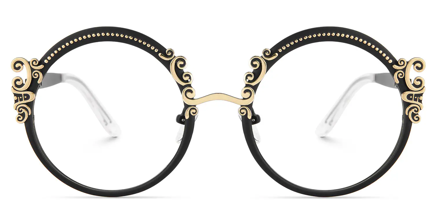 Nelida Glasses - Nelida Round Black Gold Glasses