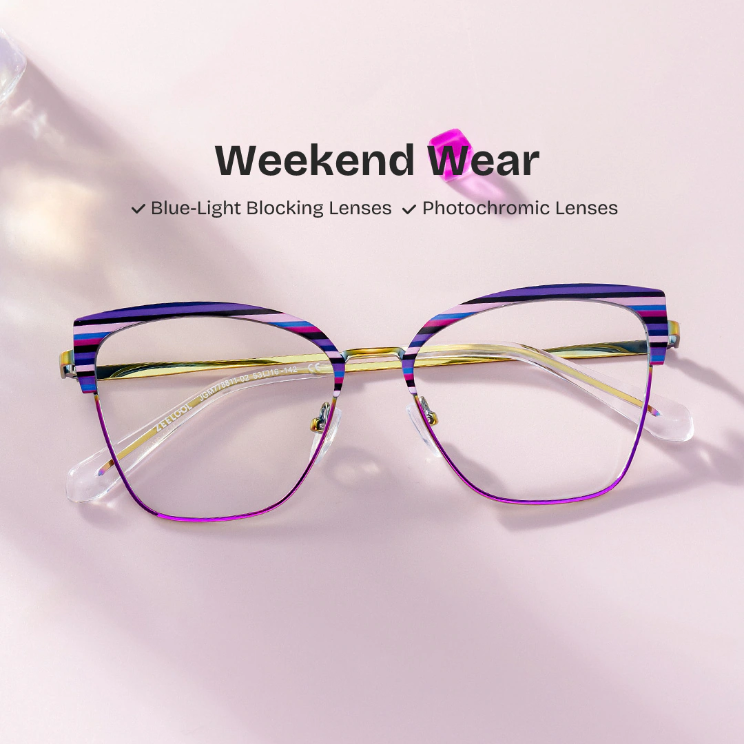 Harley Glasses - Harley Browline Purple Glasses